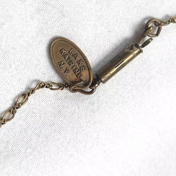 Vintage Pididdly Links Lake Kathrine New York Beaded Gpld Toned Necklace - Picture 4 of 4